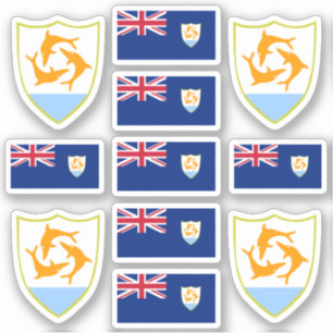 Sticker Symboles de l'état d'Anguillan / blason et drapeau