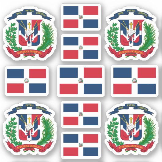 Sticker Symboles de l'État dominicain / blason et drapeau (Devant)