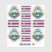 Sticker Symboles de l'État du Costa Rica / blason et drape (Feuille)