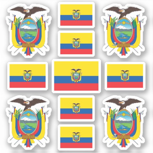 Sticker Symboles de l'État équatorien / blason et drapeau (Devant)