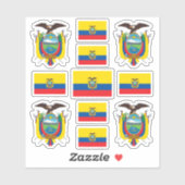 Sticker Symboles de l'État équatorien / blason et drapeau (Feuille)
