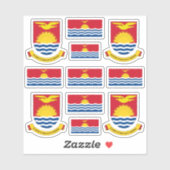 Sticker Symboles de l'État I-Kiribati / blason et drapeau  (Feuille)