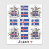 Sticker Symboles de l'État islandais / blason et drapeau (Feuille)