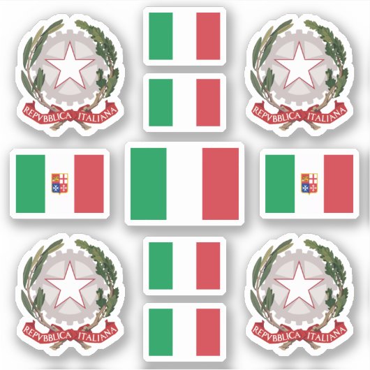 Sticker Symboles de l'État italien / blason et drapeau (Devant)