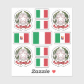 Sticker Symboles de l'État italien / blason et drapeau (Feuille)