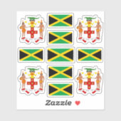 Sticker Symboles de l'état jamaïcain / blason et drapeau (Feuille)