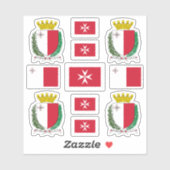 Sticker Symboles de l'État maltais / blason et drapeau (Feuille)