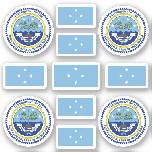 Sticker Symboles de l'État micronésien / blason et drapeau (Devant)