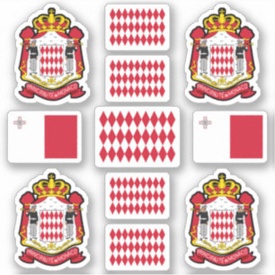 Sticker symboles de l'état monégasque / armoiries et drape