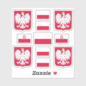 Sticker Symboles de l'État polonais / blason et drapeau (Feuille)