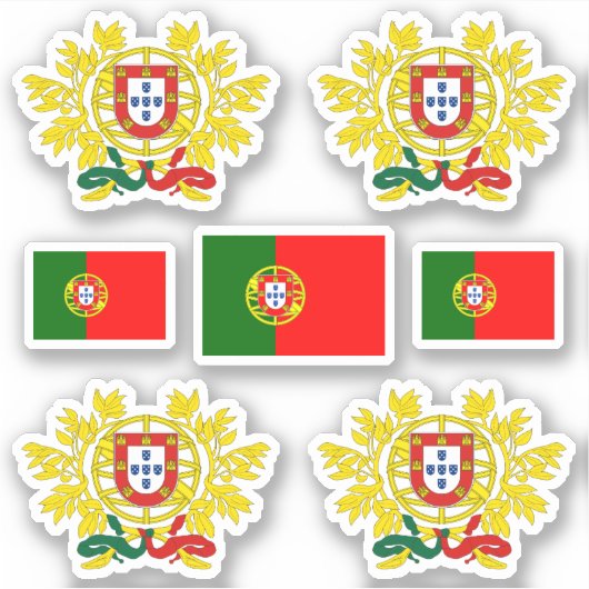 Sticker Symboles de l'État portugais / blason et drapeau (Devant)