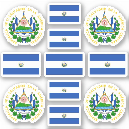 Sticker Symboles de l'État salvadorien / blason et drapeau (Devant)