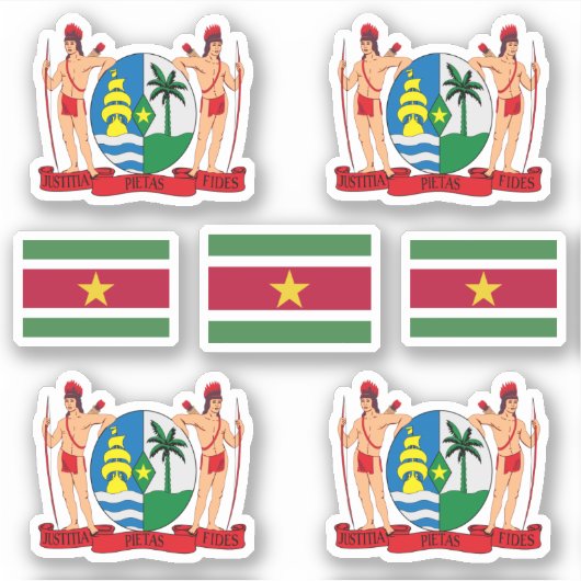 Sticker Symboles de l'État surinamais / blason et drapeau (Devant)