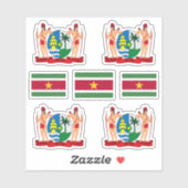 Sticker Symboles de l'État surinamais / blason et drapeau (Feuille)