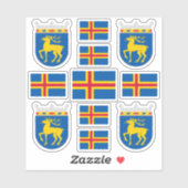 Sticker Symboles de l'île d'Åland / armoiries et drapeau (Feuille)