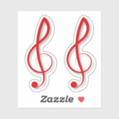 Sticker Symboles de musique Red Treble Clef (Feuille)