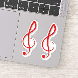 Sticker Symboles de musique Red Treble Clef