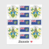 Sticker Symboles des îles Pitcairn / blason et drapeau S (Feuille)