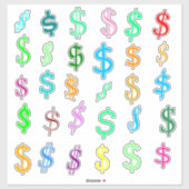 Sticker Symboles du dollar amusant ($) (Feuille)