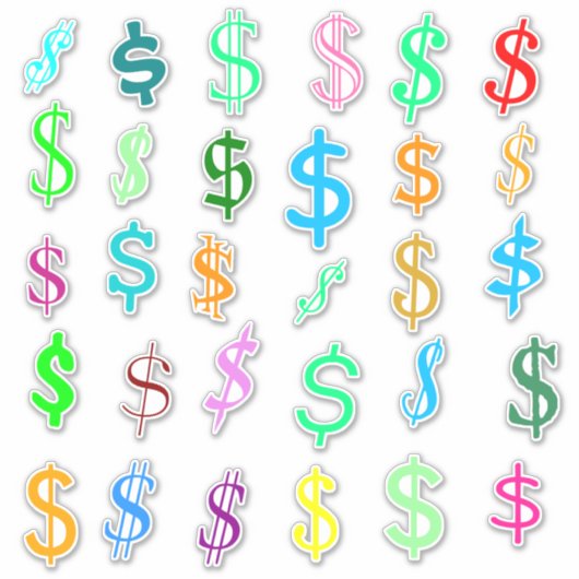 Sticker Symboles du dollar amusant ($) (Devant)