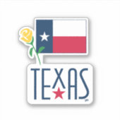 Sticker Symboles du Texas, drapeau du Texas et rose jaune (Devant)