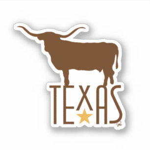 Sticker Symboles du Texas, Longhorn, brun