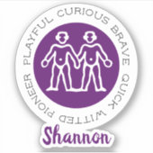 Sticker Symboles Gemini Zodiac Star Violet (Devant)