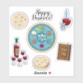Sticker Symboles joyeux du Seder Pesach Printemps Pâque (Feuille)