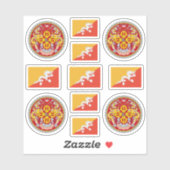 Sticker Symboles nationaux bhoutanais /armoiries et drapea (Feuille)