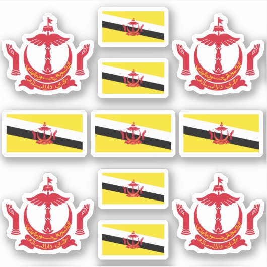Sticker Symboles nationaux brunéiens / blason et drapeau (Devant)