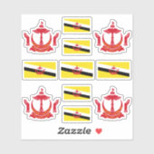 Sticker Symboles nationaux brunéiens / blason et drapeau (Feuille)