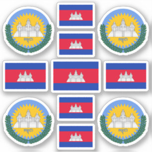 Sticker Symboles nationaux cambodgiens / blason et drapeau