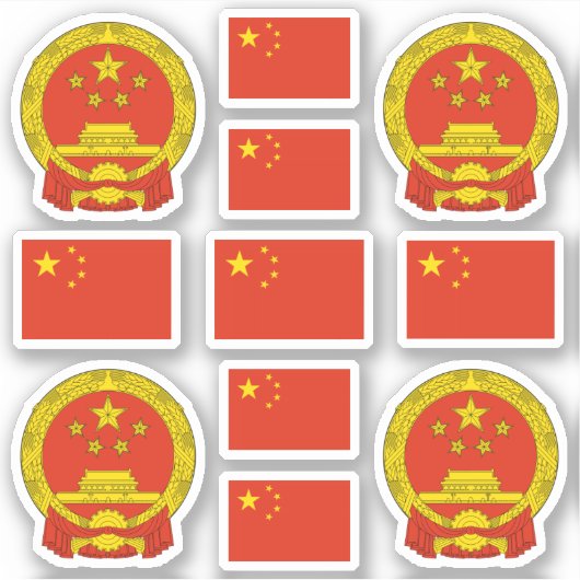 Sticker Symboles nationaux chinois / blason et drapeau (Devant)