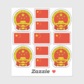 Sticker Symboles nationaux chinois / blason et drapeau (Feuille)