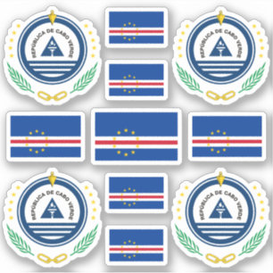 Sticker Symboles nationaux du Cap-Vert /Armoiries et drape