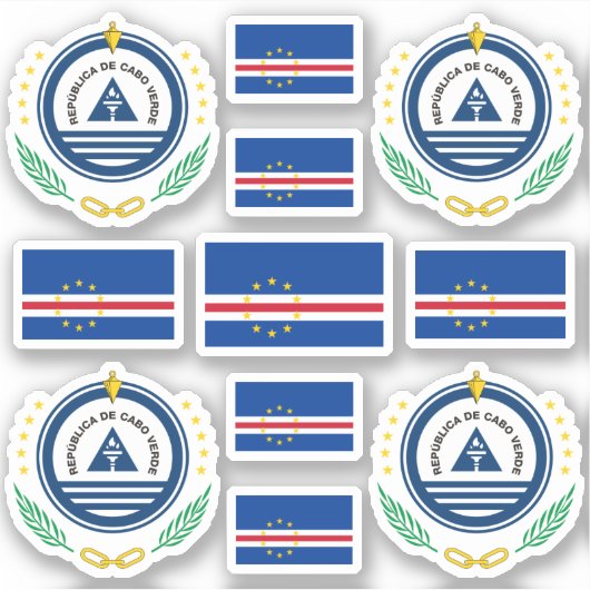 Sticker Symboles nationaux du Cap-Vert /Armoiries et drape (Devant)