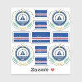 Sticker Symboles nationaux du Cap-Vert /Armoiries et drape (Feuille)
