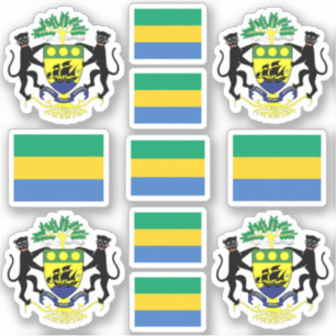 Sticker Symboles nationaux gabonais /Armoiries et drapeau