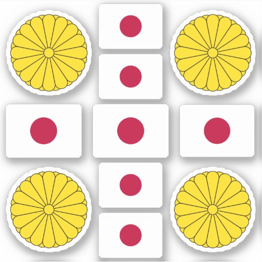 Sticker Symboles nationaux japonais / blason et drapeau (Devant)