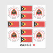 Sticker Symboles nationaux timorais / blason et drapeau (Feuille)