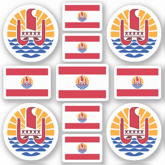 Sticker Symboles polynésiens français / blason et drapeau (Devant)