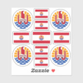 Sticker Symboles polynésiens français / blason et drapeau (Feuille)