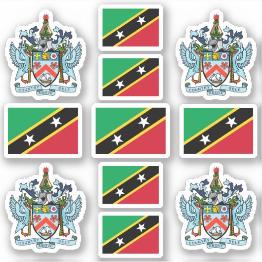 Sticker Symboles Saint-Kitts / blason et drapeau (Devant)