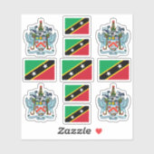 Sticker Symboles Saint-Kitts / blason et drapeau (Feuille)