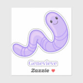 Sticker Sympa joyeux vers pourpre souriant pouce personnal (Feuille)