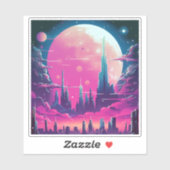 Sticker Synthwave City Skyline (Feuille)