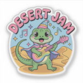 Sticker Synthwave Lézard Keytar Rétro 80s Désert (Devant)