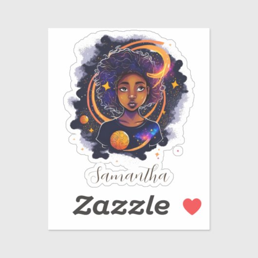 Sticker Système solaire Afro Femme (Feuille)