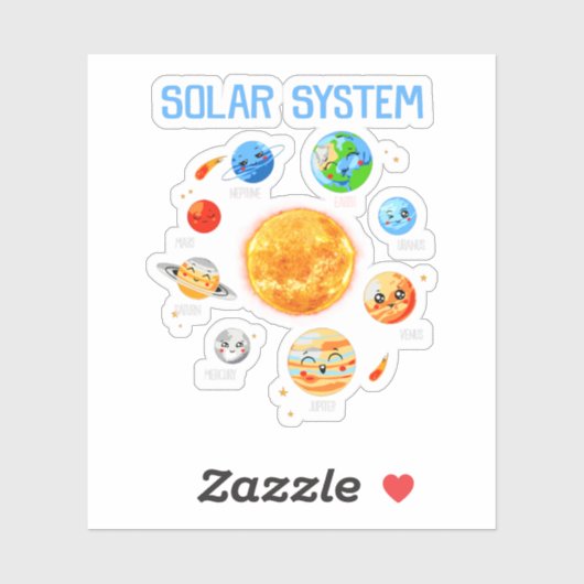 Sticker Système solaire Planètes Science Space Boys Girls  (Feuille)