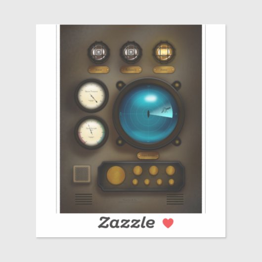 Sticker Système sonar du panneau de commande du navire 3:4 (Feuille)